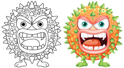Spiky Bacteria Germ Virus Monster Cartoon Character