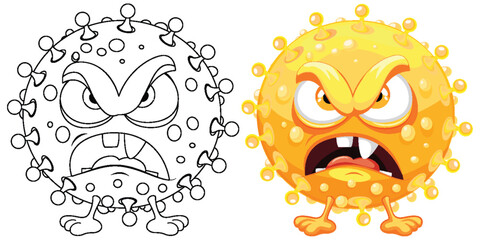 Yellow Germ Virus Monster Cartoon Character