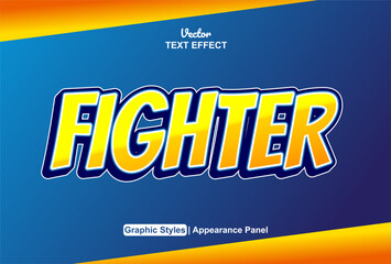 fighter text effect with orange graphic style and editable.