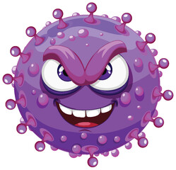Purple Bacteria Germ Virus Monster Cartoon Character
