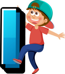 English Letters I Alphabet Font with Boy and Girl Cartoon Characters