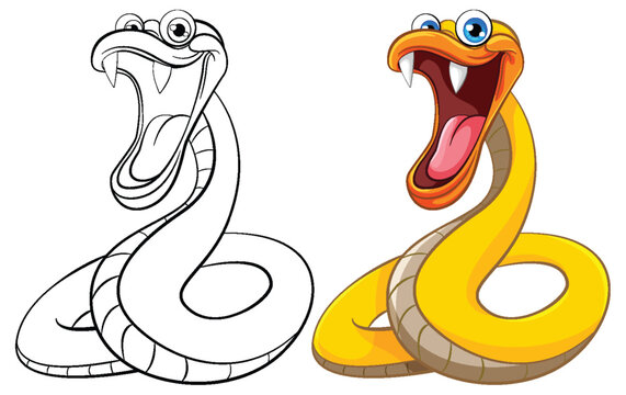 Yellow Snake Colouring Page