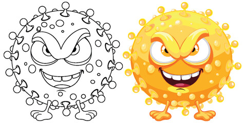 Yellow Germ Virus Monster Cartoon Character