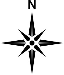 Black north symbol. Compass for Map.