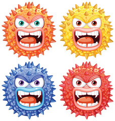 Spiky Bacteria Germ Virus Monster Cartoon Character