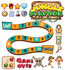 Jungle Adventure Snakes and Ladders Game Template