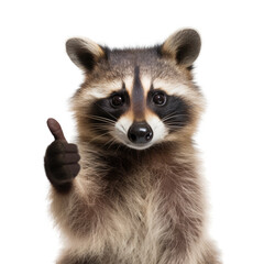 Portrait of a funny raccoon isolated on white or transparent background, png