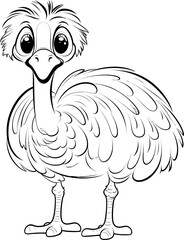 Ostrich animal bird stock, coloring page image