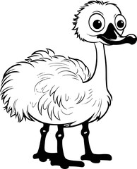Ostrich animal bird stock, coloring page image