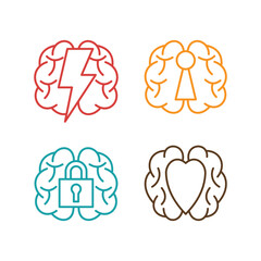 Brain logo design. Brainstorm think idea logo inspiration
