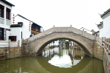 Zhujiajiao City God Temple Bridge, Qingpu, Shanghai, China. Zhujiajiao is a famous historical and cultural town in China and a famous tourist destination.