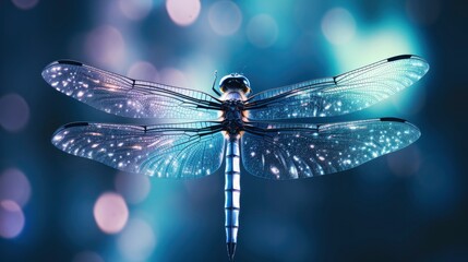 Dragonfly Wings Against Dark Bokeh.