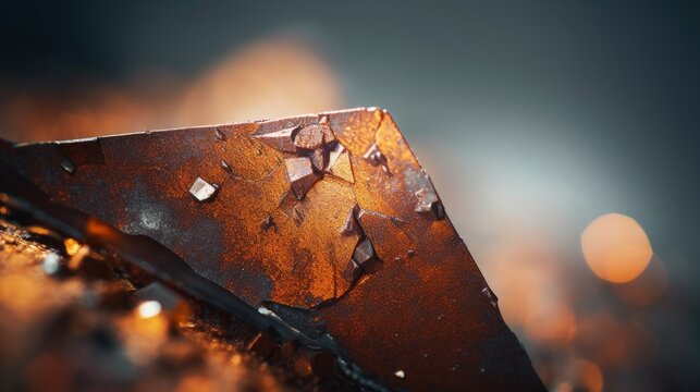 A Rust Flake on Metal under Spotlighting with Bokeh.