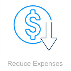 Reduce Expenses and low icon concept 