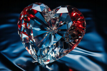 Heart-shaped precious gem or crystal, romantic and luxurious.