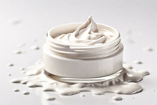 White cosmetic cream Isolated on White Background. Swatche. Grooming Products.