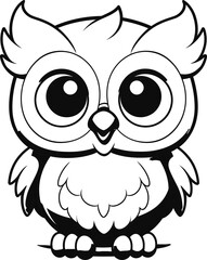 Owl bird vector stock, coloring page image