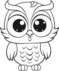 Owl bird vector stock, coloring page image