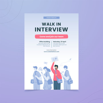 Walk in interview job recruitment illustration on poster design