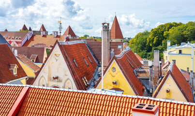 Tiled roofs of Tallinn. Estonia