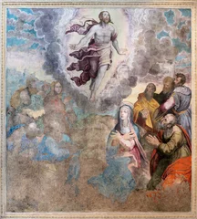 Tuinposter NAPLES, ITALY - APRIL 23, 2023: The fresco of Ascension in the church Chiesa di San Giovanni a Carbonara by unknown mannerist painter from years (1570 - 1575). © Renáta Sedmáková