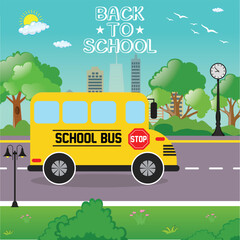 School bus. Back to school concept.Back to School Bus.  back to school template with school bus. Back to school flyer poster template with school bus