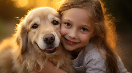 Young Girl Embracing Her Beloved Dog