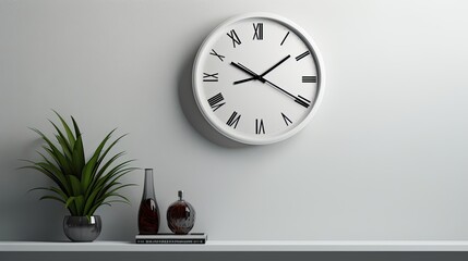Fototapeta na wymiar Trendy wall clock on a white background