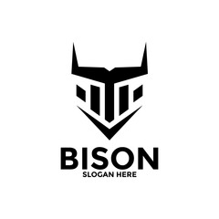 abstract head bull logo, simple head bull, head and horn bison logo vector template