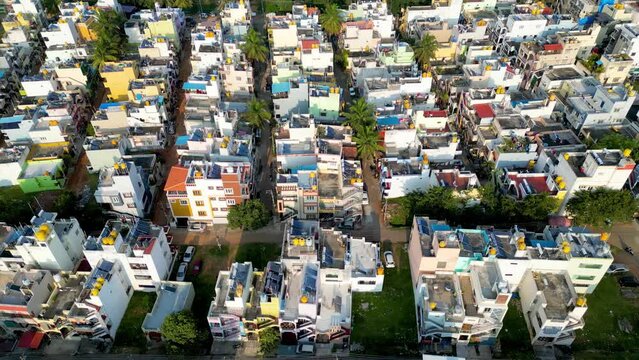 Colorful villa homes in Mysore city, India, was the capital of the Kingdom of Mysore from 1399 to 1947.