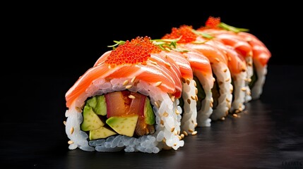 Close-Up Photo Detailing of a Sushi Roll.