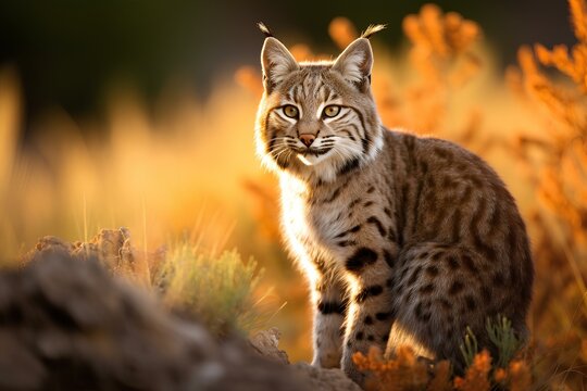 bobcat in natural forest environment. Wildlife photography