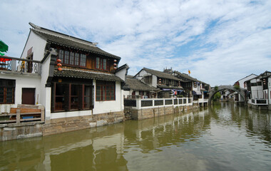 Fototapeta premium Zhujiajiao Ancient Town, Qingpu, Shanghai, China, is a famous historical and cultural town in China, the most beautiful characteristic town, and a famous tourist destination. 