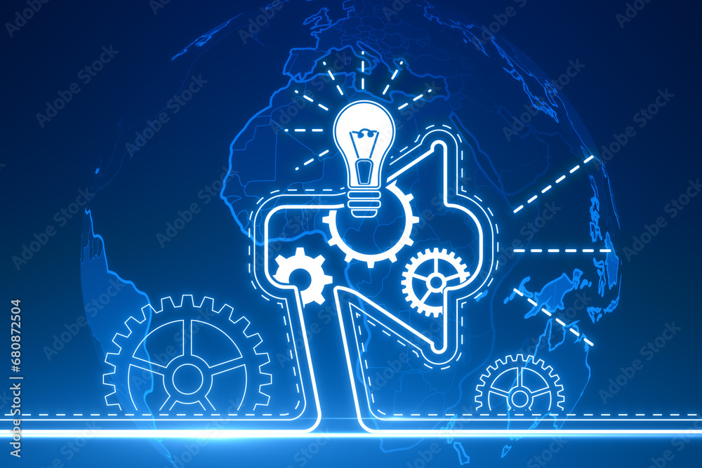 Poster creative digital marketing hologram on blue backdrop. promotion and alert concept. 3d rendering.