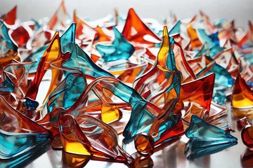 Foto op Plexiglas Colorful glass pieces on a white background. Close-up. © Юлия Васильева