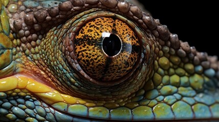 Fototapeta premium Close-Up of Chameleon Skin Revealing Textured Color Patterns.