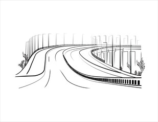 Illustration line Art of Dhaka Elevated Expressway. Elevated Expressway