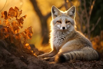 gray fox in natural desert environment. Wildlife photography
