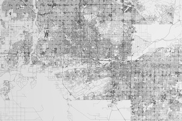 Fototapeta na wymiar Map of the streets of Phoenix (Arizona, USA) on white background. 3d render, illustration