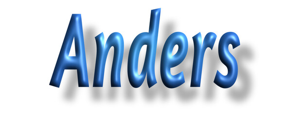 Anders -  lettering - light blue color, embossed tubular font, transparent background, holiday party design, vector project