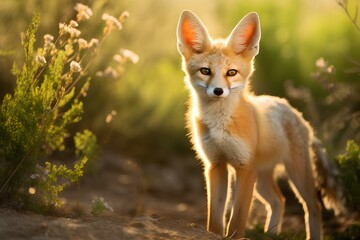 kit fox in natural desert environment. Wildlife photography