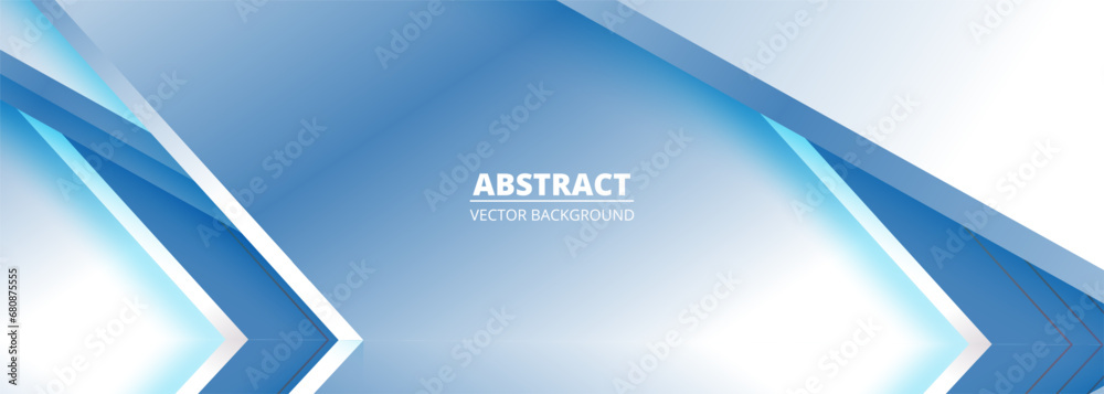 Wall mural blue modern abstract wide banner with arrow shapes. white and blue gradient abstract background. vec