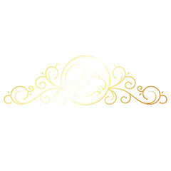 Gold frame with a silhouette of a girl and a pattern. Design for beauty salon and hair salon