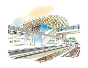 Illustration art of Cox's Bazar Railway Station