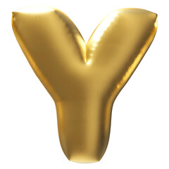 Gold Font Letter Y Bubble 3D Render Alphabet