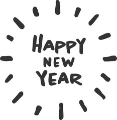 新年の挨拶、黒色の手書き文字、イラスト素材