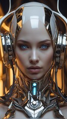 Humanoid Robot Girl, Beautiful Illustration 