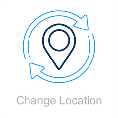 Obraz premium Change Location and map icon concept