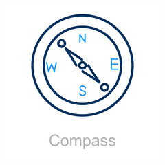 Compass and pin icon concepr