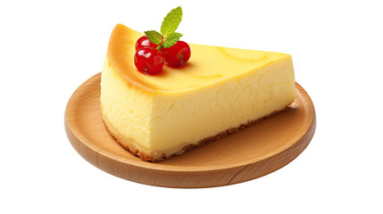 CheeseCake on white isolated on clear png background and transparent background. Bakery and pastry concept for cafe and restaurent, AI generative. 